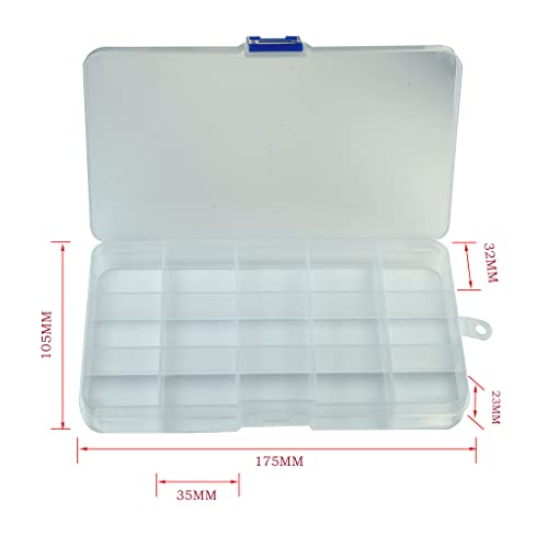Image of Plastic Grid Storage Box,15 Large Grids Clear Plastic Jewelry Box, Small Accessories Multipurpose Organizer for earrings, tackle, string, (15 Grids - Clear)