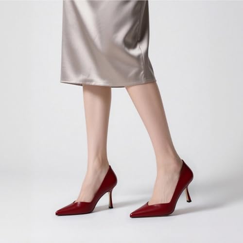 Image of Women Pointed Closed Toe 2.5 Inch Kitten Heel Slip On Pumps | Elegant Comfort Formal Dress Footwear, Versatile Ladies Shoes For Office Wedding Party Evening Daily Occasions