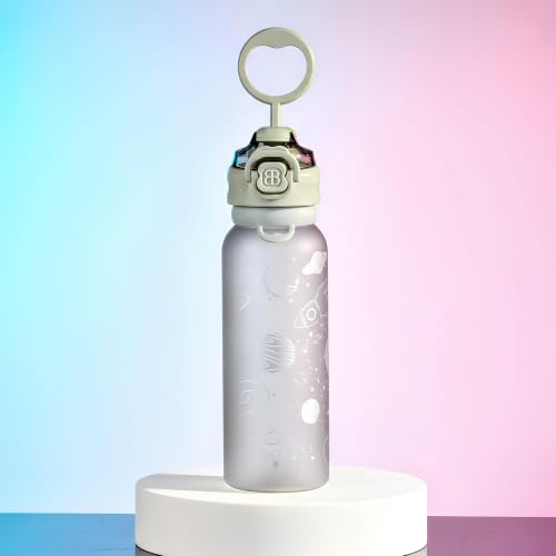 Image of BAYBEE 2 in 1 Baby Sipper Bottle for Kids | Anti-Spill BPA Free Baby Water Bottle with Silicone Straw & Carry Handle | 900 ML Drinking Water Bottle for Kids Toddlers 12+ Months Boys Girls (Grey)