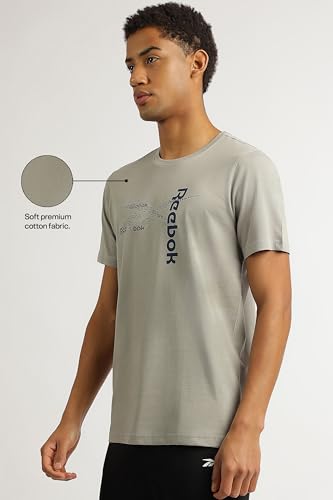 Image of Reebok Men's Casual T-Shirt - Lightweight Breathable Comfortable Regular Fit Half Sleeve Tee for Men | Round Neck Tshirt for Men Soft Tshirt