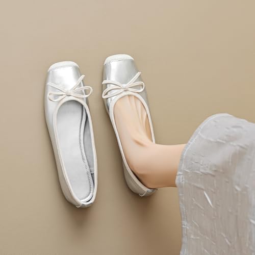 Dear Time Women's Bowknot Ballets Soft PU Leather Flats Comfortable Walking Driving Flat Shoes4