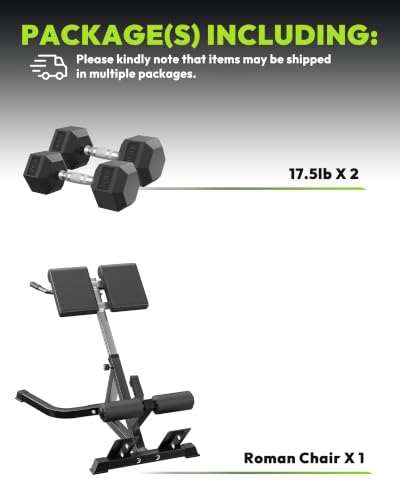 Image of Roman Chair Back Extension Machine with 350 LBS Capacity | Adjustable Hyperextension Bench, Adjustable Pads for Lower Back, Glutes, Core Strength Training