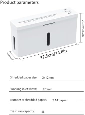 Destructora de Papel automática de Alta Resistencia con cortadora de Papel Arrugado para Oficina en casa y Ventana Transparente.