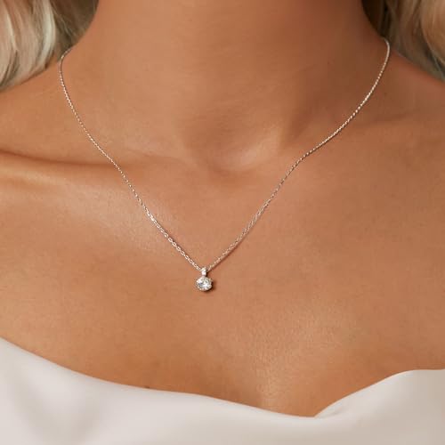 Collier Pendentif Moissanite 1CT Argent Blanc - Bijou Diamant de Laboratoire D