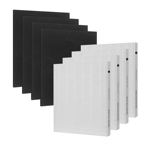AP-1512HH Replacement Filter for Coway AP-1512HH AP1512HH Mighty Air Purifier, 2 Stage Filtration System of Activated Carbon Filter and H13 True HEPA Filter, 4 HEPA Filters & 4 Carbon Filters
