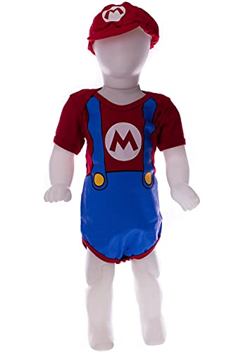 Body Bebê Divertido Personagens Super Mario Com Boina Mesversario Cor:Bordô;Tamanho:M