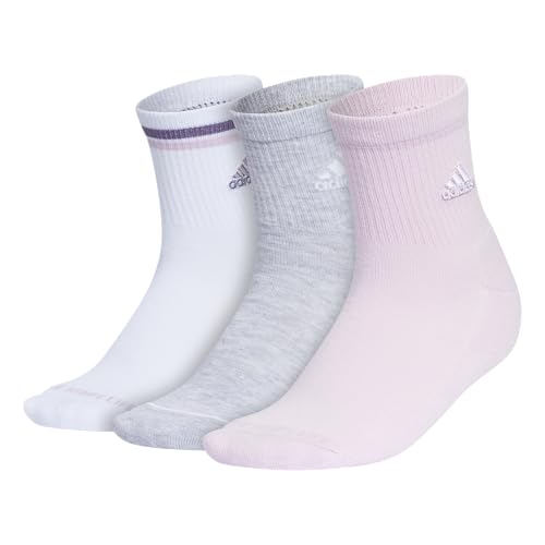 adidas 3 paia di calzini sportivi imbottiti da donna, Orchid Fusion Viola/Cool Light Heather/White, M