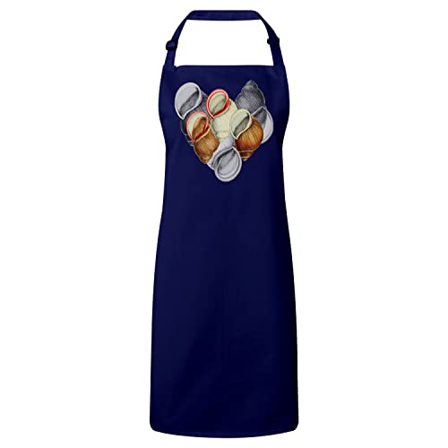 Tablier cuisine premium navy au design d'illustration ancienne d'escargot