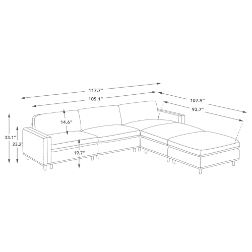 Image of CHITA 118 inch Super Large Sectional Modular Sofa, 5 Seat, Faux Leather, Camel