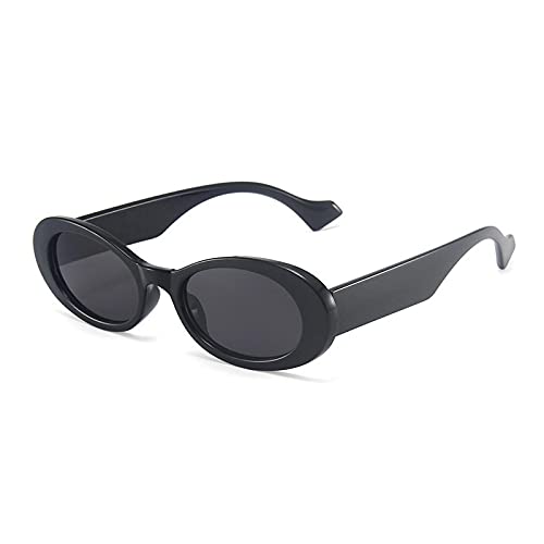 FORLUZ Gafas de sol ovaladas pequeñas y populares para mujer, estilo vintage, con estampado de leopardo, en color gelatina, con protección UV400 para hombre (negro y gris).
