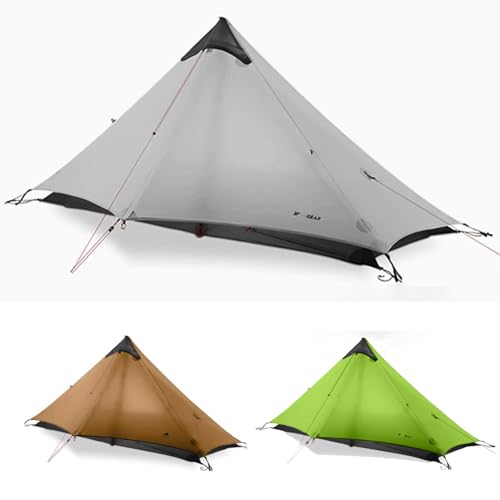 ROOMEDAL 3F UL Gear Lanshan ultralichte tent, waterdichte professionele wandeltent, 1 persoonstent voor camping, 4 seizoenen backpacktent (grijs - 1 personen, 4 seizoen)