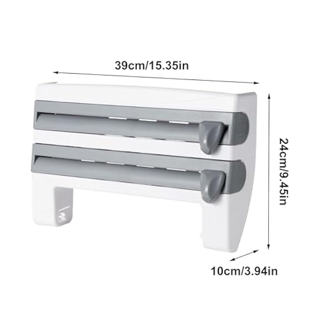 Cling Wrap Dispenser,Aluminum Foil Dispenser - Reusable Cling Film Organizer for Kitchen Drawer Sandwich Bag Leftovers Snack Food Storage Fridge Packing