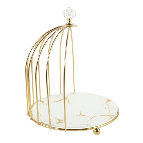 PRETYZOOM Gold Bird Cage Cake Stand Elegant Dessert Display for Weddings Birthdays Showers and Afternoon Tea Parties Tiered Serving Plate with Luxurious Gold Finish