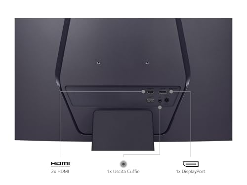 UltraGear 32GS60QC Monitor Gaming 32" Curvo QHD (2560x1440), 180Hz, 1ms, AMD FreeSync Premium, HDR 10, HDMI 2.0, DisplayPort 1.4, AUX, Flicker Safe, Nero - Monitor - Immagine 4