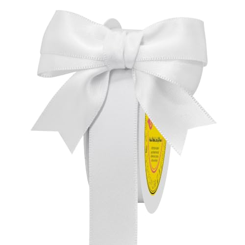 Image of Double Face Off White Satin Ribbon 7 /8 inch X 25 Yards Polyester Off White Ribbon for Gift Wrapping Very Suitable for Weddings Party Hair Bow Invitation Decorations and More