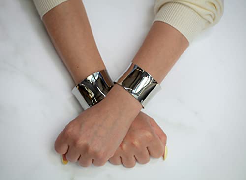 Lavari Jewelers 1.5 Inches Wide Open Plain Cuff Bangle Bracelet for Women I 6.75 Inches Long I Ion Plated Stainless Steel or Satin Finish Bangle for Her I Wide Bracelet4