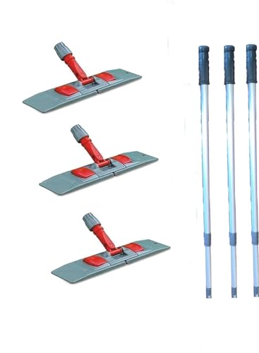 maxxi4you 3 x Klapphalter mit Teleskopstiel für Wischmopp Bodenreinigung Mopp 50 cm