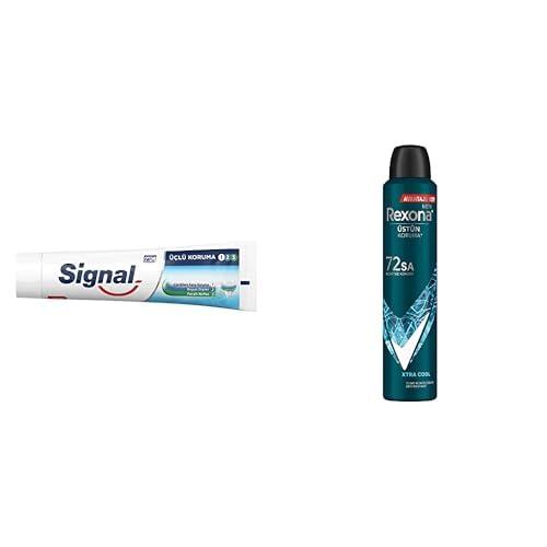 Signal Diş Macunu Üçlü Koruma, 120 ml ve Rexona Men Erkek Sprey Deodorant Xtra Cool 72 Saat Kesintisiz Üstün Koruma 200 ml