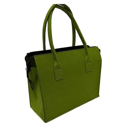 DYYEUAVT Borsa for la Spesa Portatile in Feltro, Grande capacità, con Cerniera, Pieghevole, da Viaggio(Green)