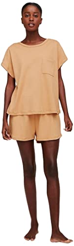 Pijama Feminino Meia Manga De Malha Hering, Marrom, XG