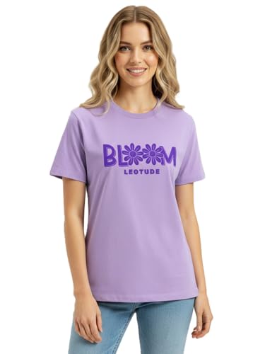 Image of LEOTUDE Women Half Sleeve Loose Fit Cottonblend Multicolour Shirt Colorful Loose Fit Tshirt for Women