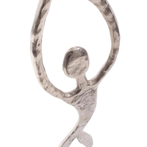 Estatua Decorativa Bailarina Texturizada de Aluminio Plateado miniatura 7