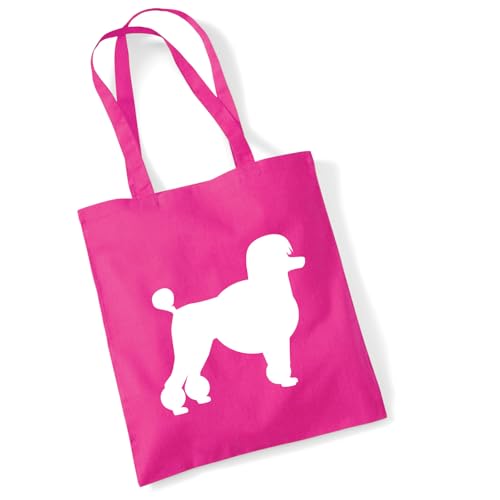 Huuraa Jutetasche Pudel Silhouette Geschenk 10 Liter Fuchsia Baumwolle Pudel Aufmerksamkeit