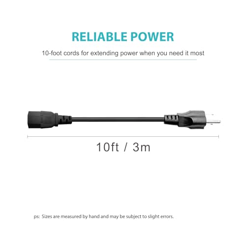 image for Love your yy 10Ft 3 Prong AC Power Cord TV Universal Treadmills Cable 