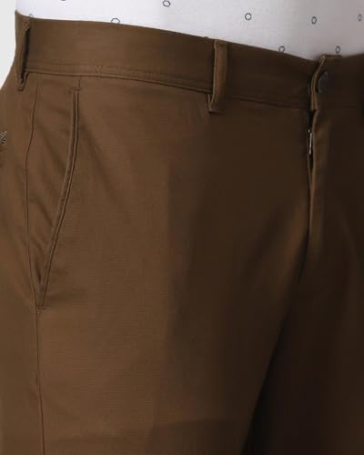 Image of Blackberrys Men's Cotton Blend Solid Slim Fit Casual Trousers