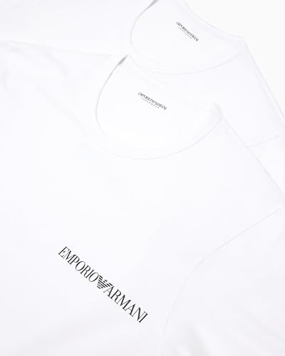 EMPORIO ARMANI Man Core Logoband - Paquete de 2 camisetas de cuello redondo, color blanco, talla S, Blanco/Blanco, S