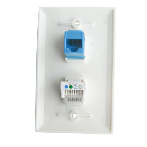 CAT6 Ethernet Phone Jack Wall Plate - Tooless/Wire to Female CAT3/RJ11 CAT 6 RJ45 Keystone Jack...