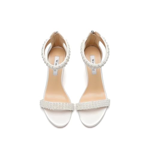 Block Heel Wedding Sandals Pearl Heels Open Toe Wedding Shoes for Bride Bridal Shoes2