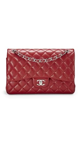 CHANEL Women's Pre-Loved Red Caviar New Classic Jumbo Flap Bag