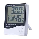 UWJISLTR HTC-1 LCD elettronico Digitale misuratore di umidità della Temperatura termometro igrometro Orologio da Interno ed Esterno