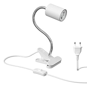 ledscom.de Klemlamp WAIKA met zwanenhals en schakelaar mat wit, incl. GU10 LED-lamp (warm wit, 2700K, 5,5W = 71W, 550lm, 50°)