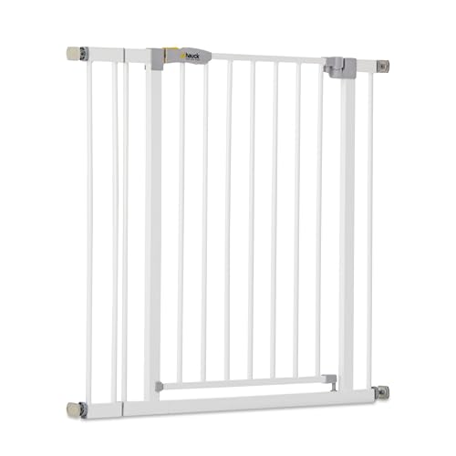 hauck Cancelletto di Sicurezza per Bambini Open N Stop KD incl. Estensione da 9 cm - Cancelletto per Bambini da 84 a 89 cm - Fissaggio a Pressione - Estensibile, per Porte e Scale - Metallo, Bianco