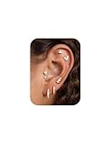 TINGN Hypoallergenic Stud Hoop 14K Gold Plated Earrings Stacks 6 Pairs Surgical Stainless Steel Turquoise Earring Set for Sensitive Ears Small Ear Piercing Flat Back Earrings