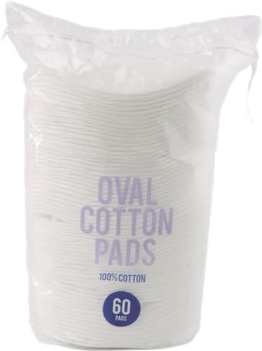 DIVCHI Oval Cotton Pads - 60 Pack for Face | Makeup Remover Pads, Hypoallergenic, Lint-Free | 100% Pure Cotton