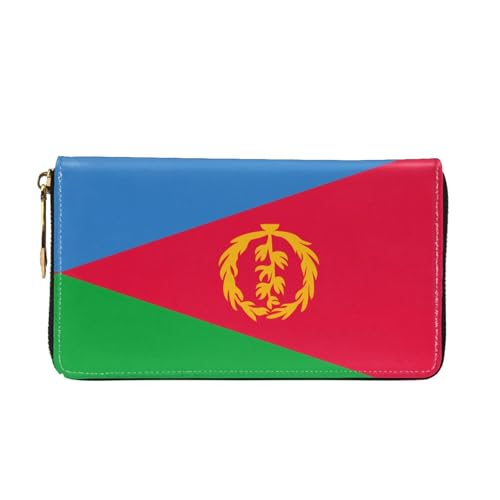 Leather Women Wallets, Long Credit Card Holder, Eritrean flag Print Billfold Clutch & Travel Purse Large Capacity2