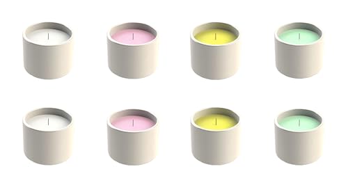 Juego de 8 cuencos de llama de citronela para exteriores, velas de terracota, para tu jardín, juego de 8 unidades, 15 horas de combustión, diámetro de 9,8 x 6,2 cm (blanco, rosa, verde, amarillo)