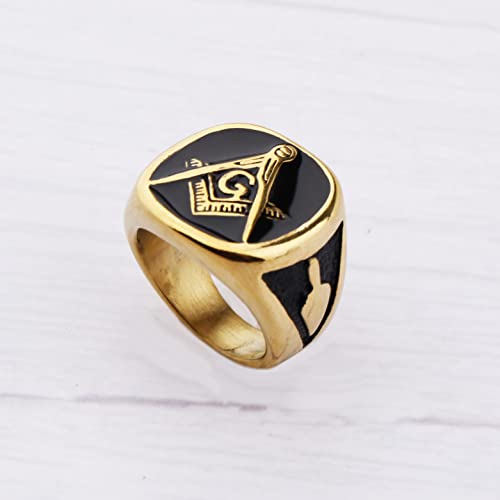 YLWJSP Freemason Gifts Masonic Biker Rings Masonic Master Mason Ring Freemason Signet Style Jewelry Mason Signet Band Jewelry