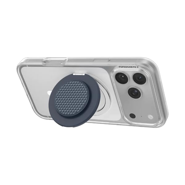 Image of PopSockets Kick-Out Grip for MagSafe, Adjustable Kickstand for Portrait or Landscape, Magnetic Stand, Navy Blue - Knurl Navy