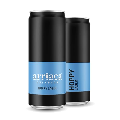 Cerveza Premium Arriaca HOPPY LAGER en Pack Fabricación Artesanal. Premio internacional a la Mejor Cerveza IPA Artesana (24 latas 33cl)