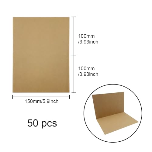 WYAN 50 Pieces Blank Kraft Paper Cards, Kraft Paper Message Cards, Brown Business Card, for DIY Gift Tag School,Office, Clips - Image 2