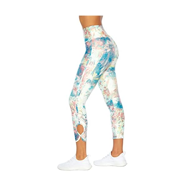 Jessica-Simpson-Sportswear-Womens-Aiden-High-Rise-Capri-Legging Jessica Simpson Sportswear Women's Standard Aiden High Rise Capri Legging, Ice Green Tidal Wave Tie Dye, Large