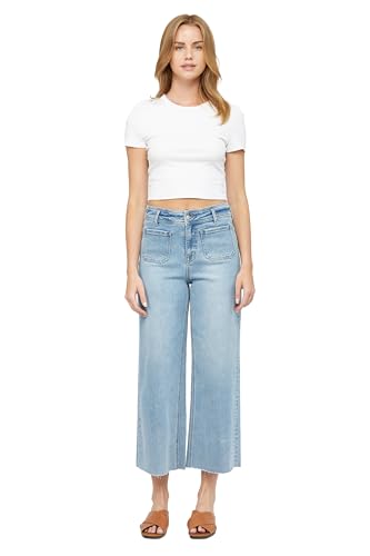 SALT TREE Mica Denim - Cropped Wide Leg with Front Pocket Jeans - MBE-W604