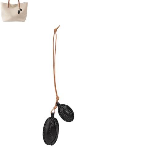 Yzikema Handmade Genuine Leather Coffee Bean Bag Charm Pendant -