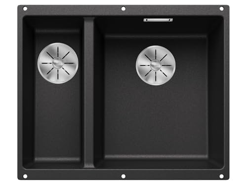 BLANCO SUBLINE 340/160-U – Évier de Cuisine Double Sous Plan pour Meubles Bas de 60 cm de Large – SILGRANIT – Gris – 523558