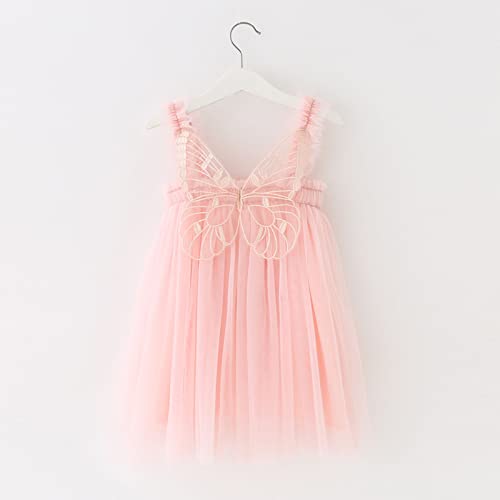 Toddler Baby Girls Sleeveless Butterfly Wing Dresses Fairy Layered Tulle Dress Kids Dance Party Princess Dresses Pink #TOP1