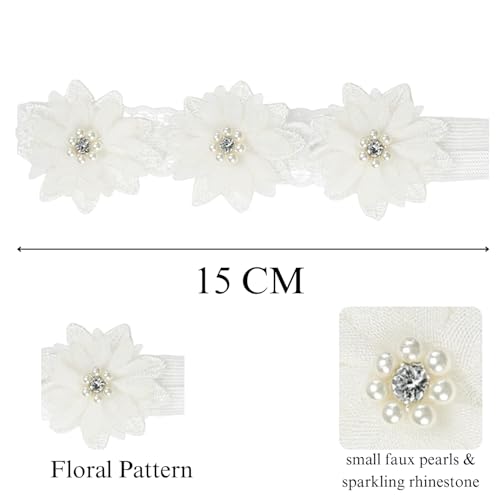 Image of ANNA CREATIONS 3 Pcs Baby Headbands - Soft Flower & Bow Shape Hair Bands for Baby Girls & Boys - Comfortable Elastic Patti Hair Accessories for Infants, Newborns & Toddlers
